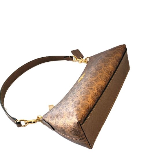 Coach CCL40 Metallic Signature Charlotte Shoulder Handbag Bag Brown Copper - Picture 6 of 7